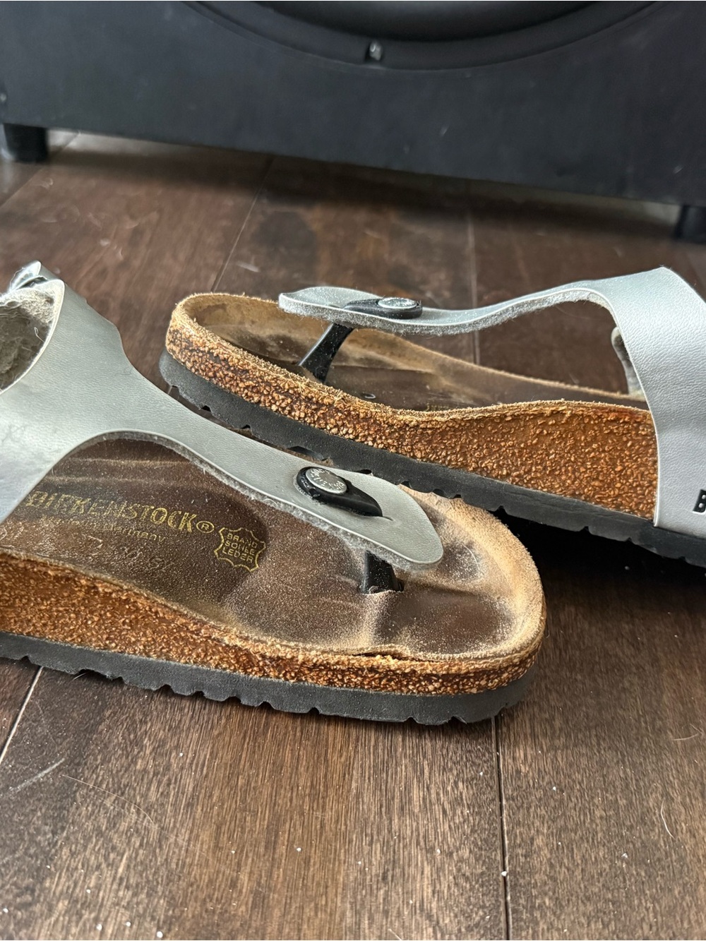 Birkenstock Silver Metallic Thong Sandals